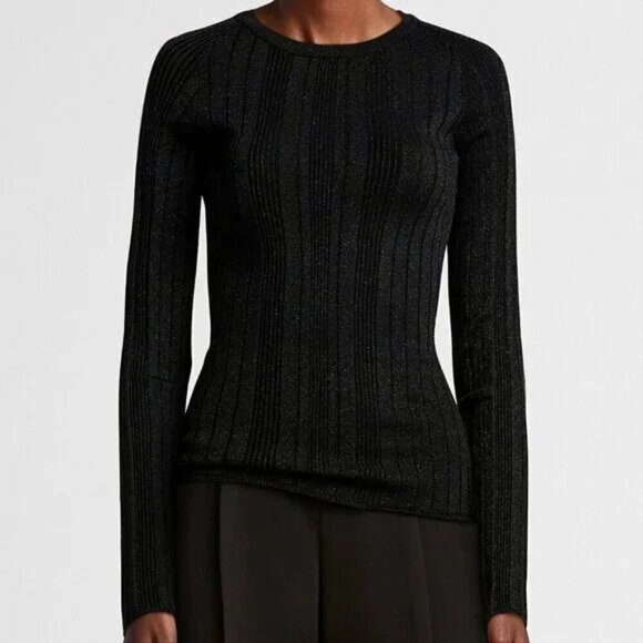 b.young Fine shimmering knit fitted textured sweater Danish brand - Picture 1 of 3